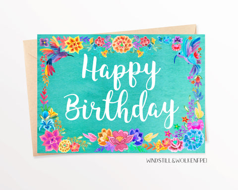 Geburtstagskarte Happy Birthday Karte Geburtstag bunt Blumen