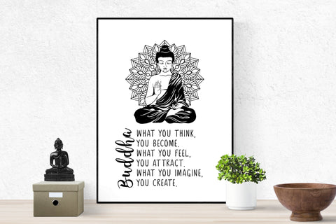 Poster Yoga Buddha Buddhismus- Geschenk Yogafan - Yogastudio - Achtsamkeit Spruchposter Sprüche Kunstdruck