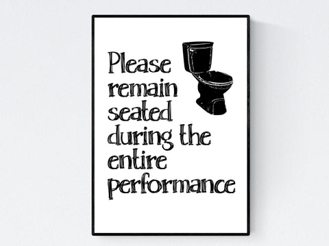Poster WC Bad Toilette Bitte sitzen bleiben Druck Bild