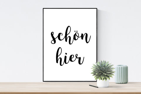 Poster Zuhause - Schön hier - Handlettering- Geschenk Einzug Umzug- Spruchposter- Bild Wohnzimmer