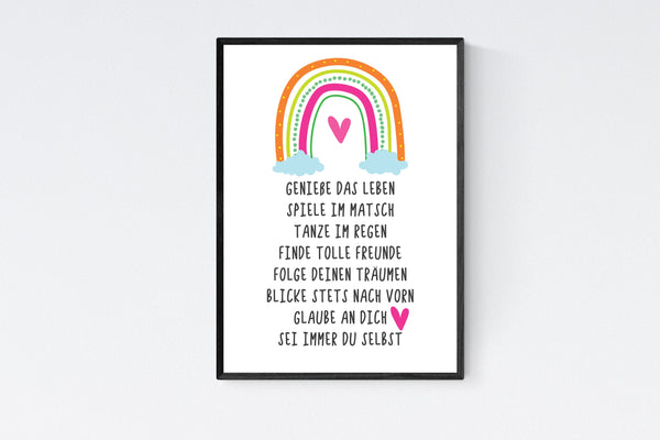 Geschenk zur Geburt Einschulung Mutmacher Regenbogen Poster