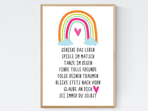 Geschenk zur Geburt Einschulung Mutmacher Regenbogen Poster