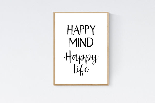 Affirmation Affirmationsposter Happy mind happy life Geschenk Motivation