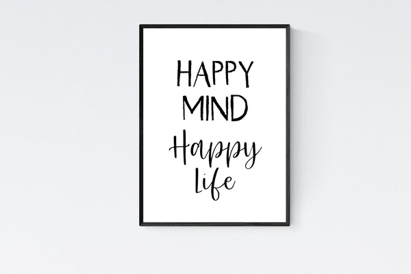 Affirmation Affirmationsposter Happy mind happy life Geschenk Motivation